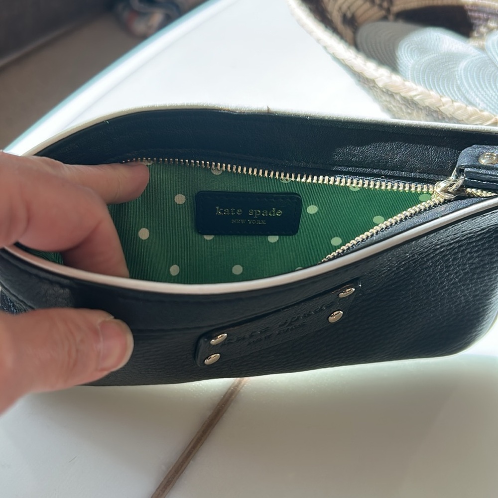Original & Classic Kate Spade Black Wristlet w/White Piping